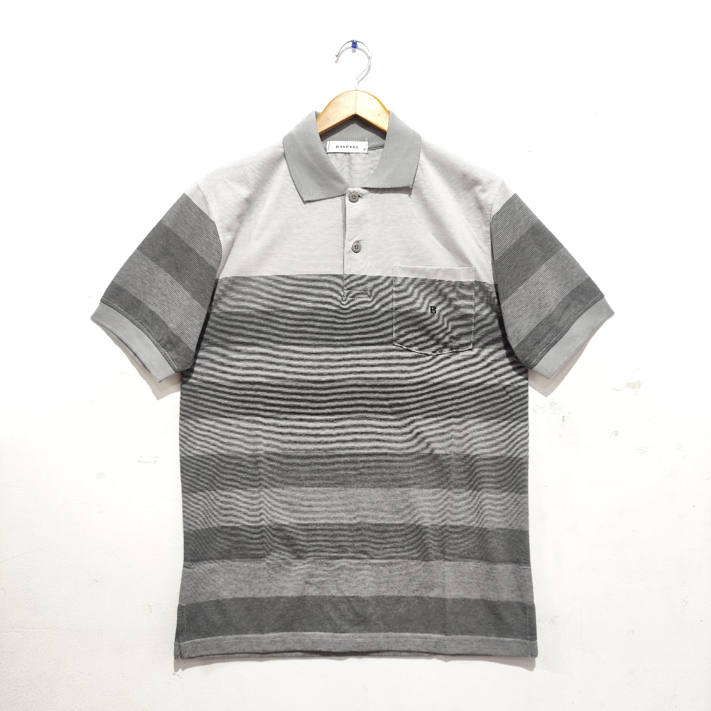 BAVERRE Kaos Polo Motif Salur Katun Lengan Pendek VPA20006A