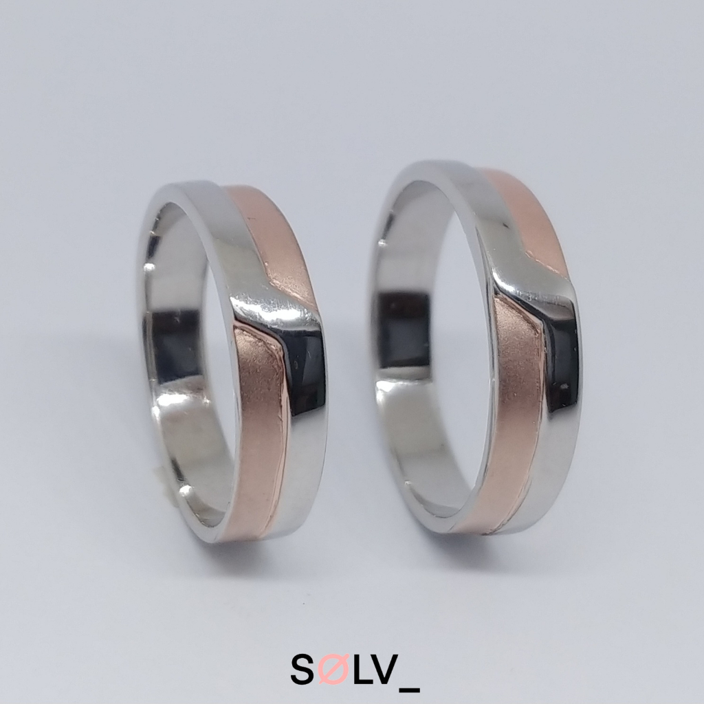 Cincin kawin perak 925 lapis emas rose dan white gold cincin couple, cincin nikah model (CK 48)