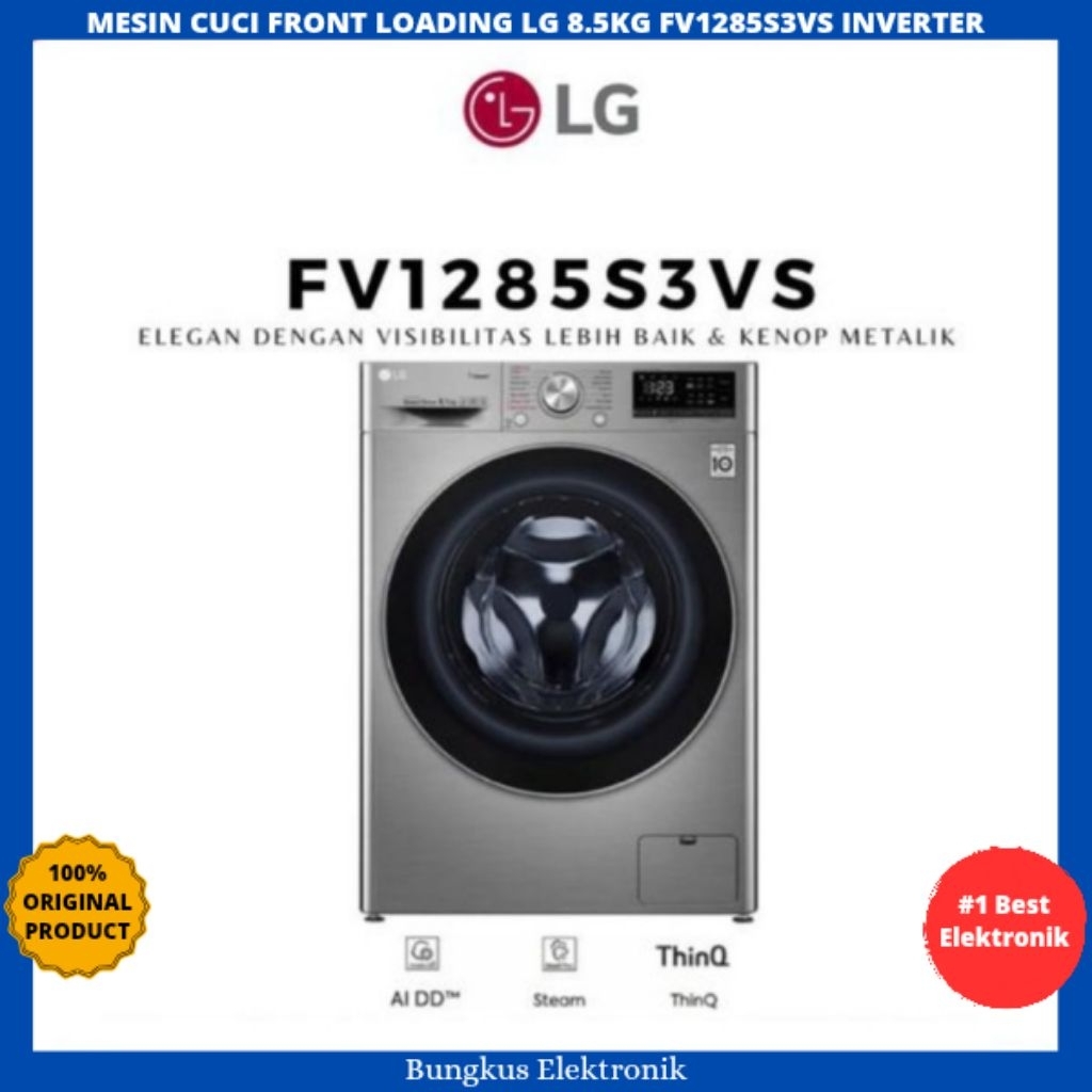 MESIN CUCI FRONT LOADING LG 8.5KG FV1285S3VS INVERTER FRONT LOADING LG 8.5KG