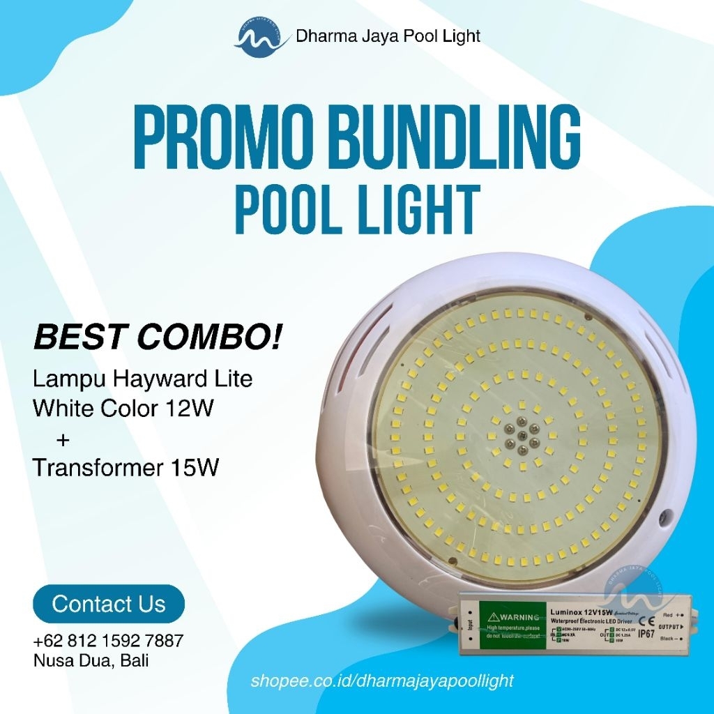 PROMO BUNDLING LED POOL LIGHT HAYWARD LITE WHITE COLOR 12W/ Lampu Kolam Renang Hayward Lite Putih 12