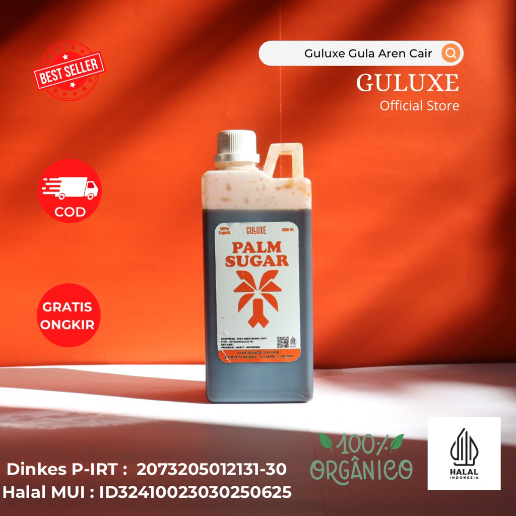

Guluxe Gula Aren Cair / Syrup Palm Sugar Organik / Aren Sugar Liquid Premium Quality 1 Liter