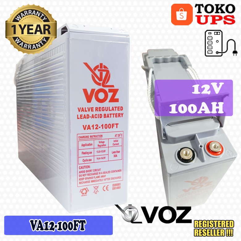 Baterai Voz 12V 100AH Front Terminal Aki 12V 100AH VA12-100FT