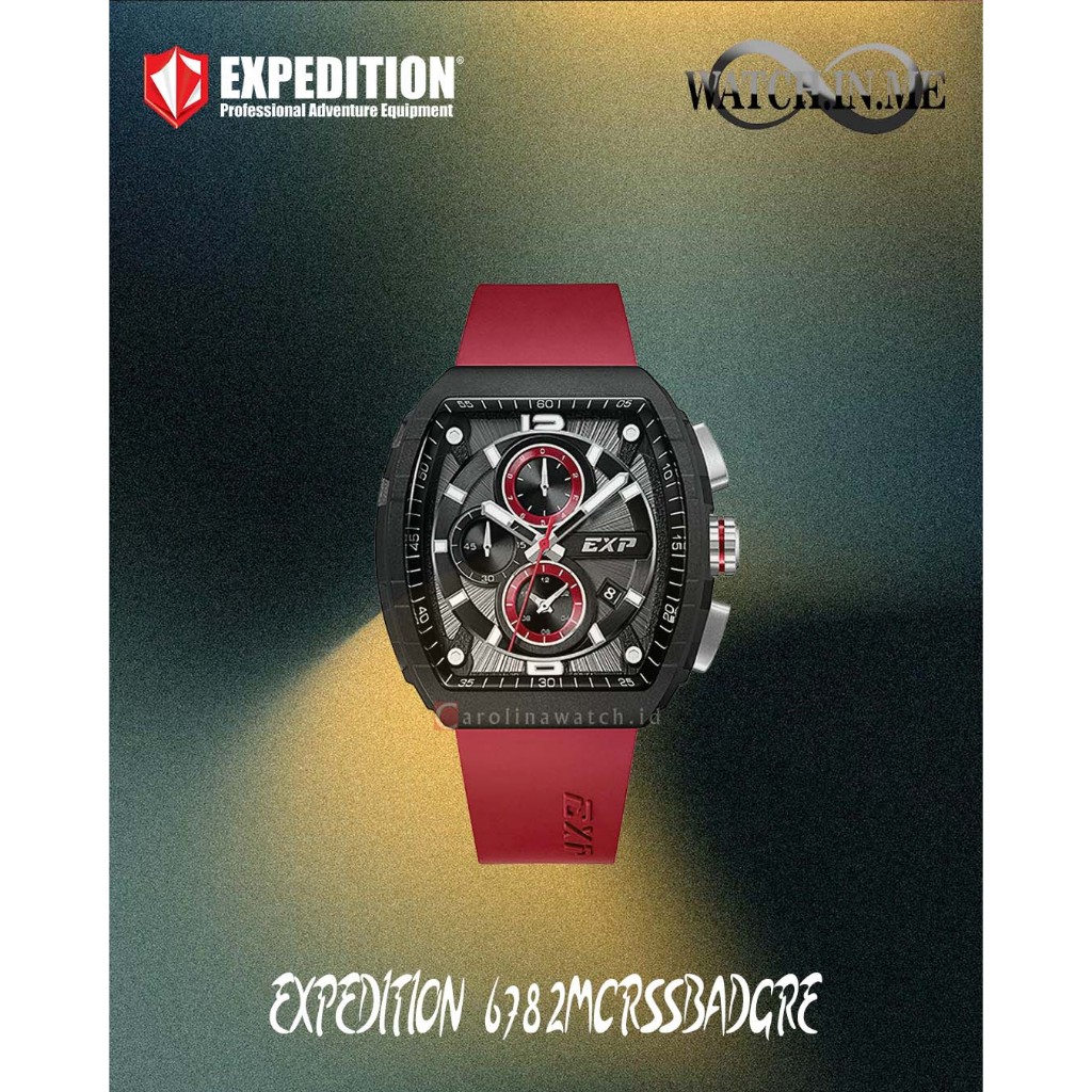 JAM TANGAN PRIA EXPEDITION 6782MCRSSBADGRE HITAM MERAH