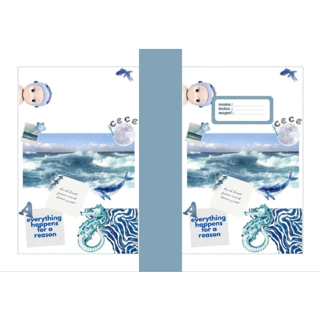 Sampul Buku Aesthetic/ Sampul Buku/ Sampul Buku Biru/ Sampul Buku A5/ Sampul Buku B5