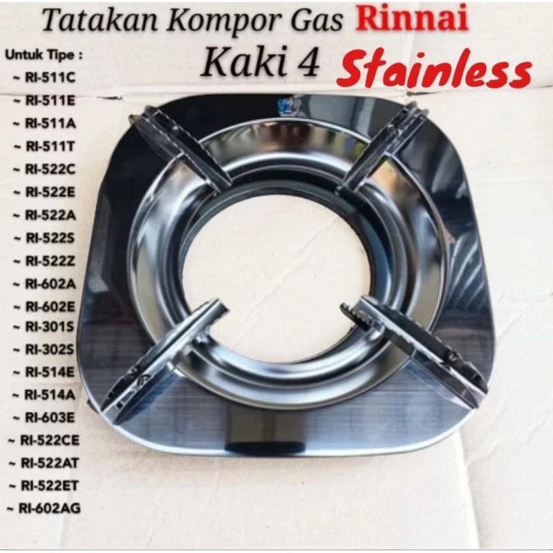 Tatakan Kompor/Dudukan Tungku Kompor Gas / Dudukan Tempat Panci Kaki 4 Rinnai Rinai Stainless