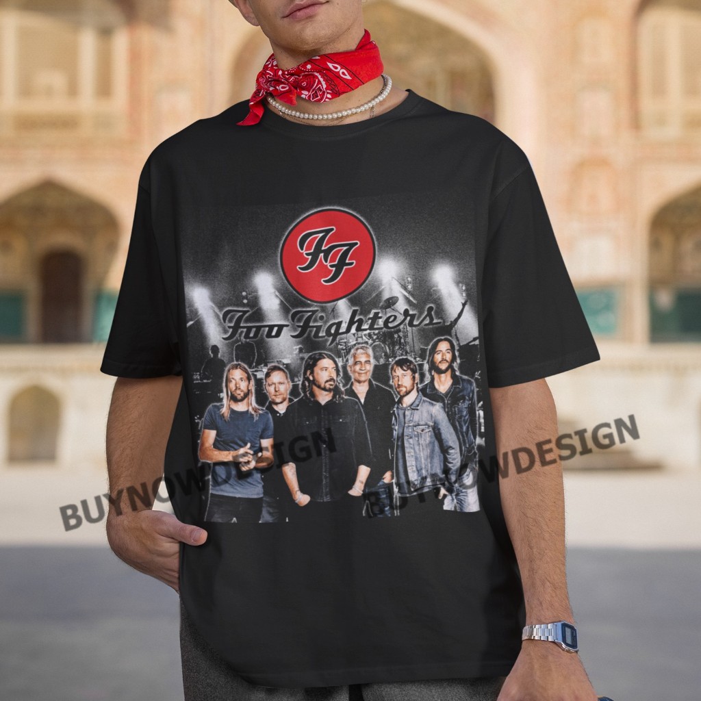 KAOS BAND FOO FIGHTERS DAVE GROHL T SHIRT OVERSIZE PREMIUM WASH HITAM PUTIH PRIA WANITA