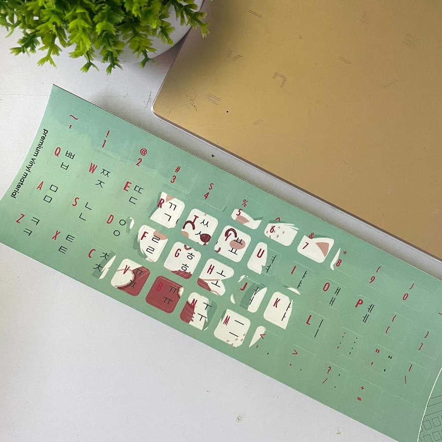 Stiker Sticker Keyboard Bahasa KOREA HANGUL Kitty Premium Vinyl PC Komputer Laptop Notebook waterpro