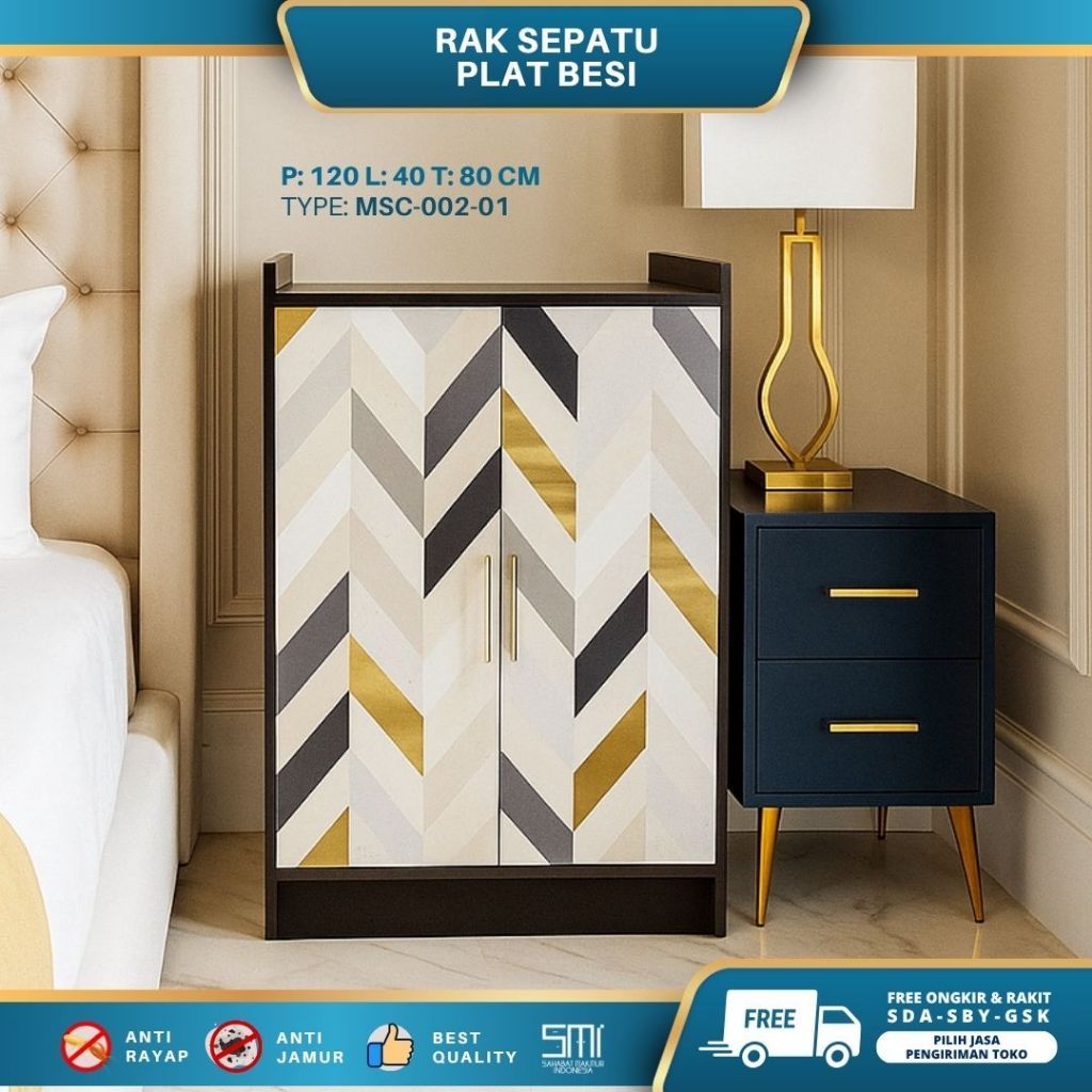 Rak Sepatu Besi Minimalis MSC 002-01 – Rak Sandal & Serbaguna Full Besi Kokoh