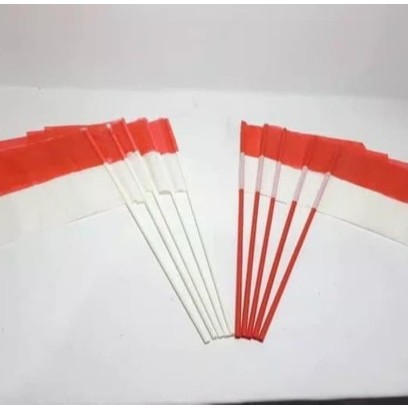 Bendera pawai kecil merah putih +gagang plastik
