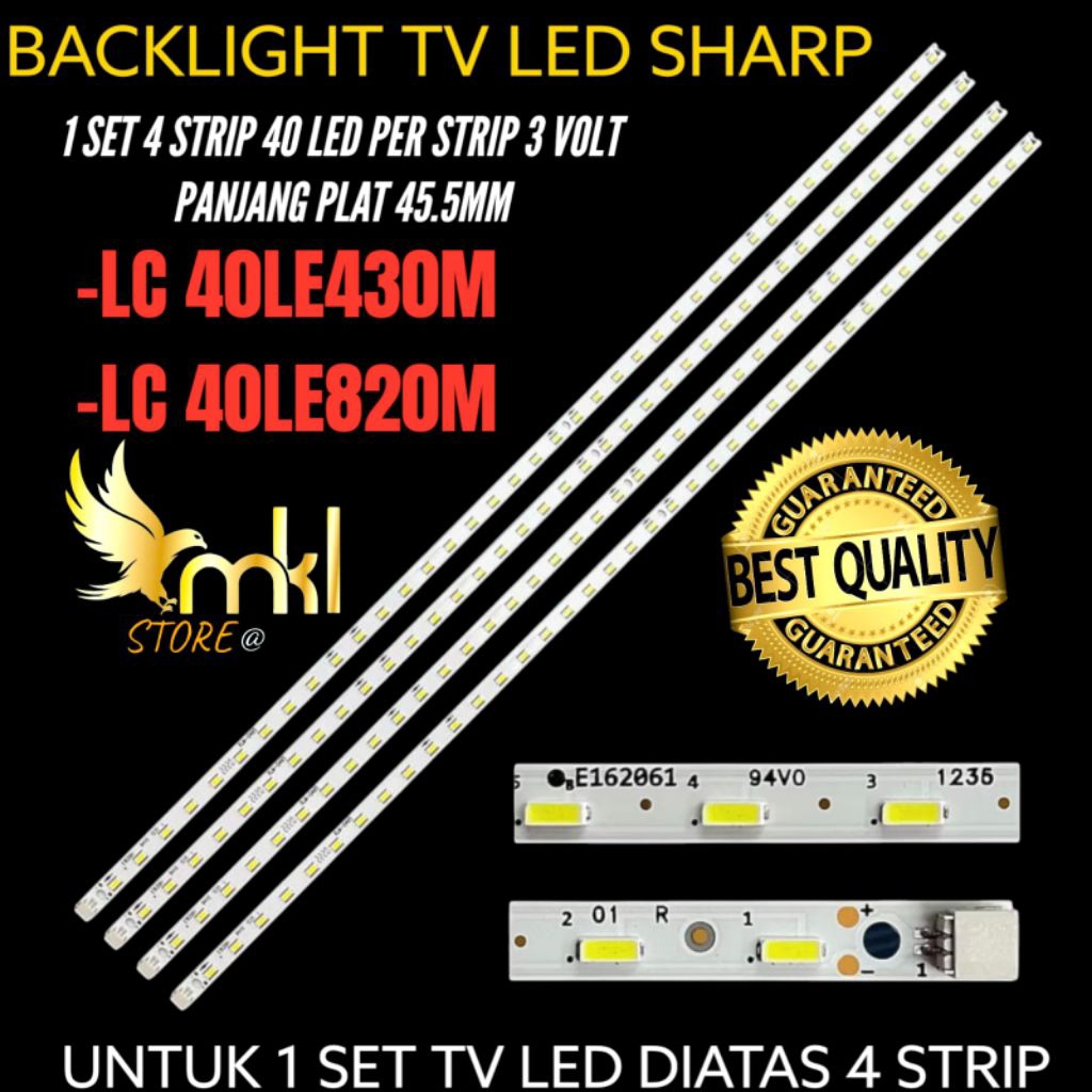 BACKLIGHT TV LED SHARP 40 INCH LC-40LE430M BACKLIGHT TV LED SHARP