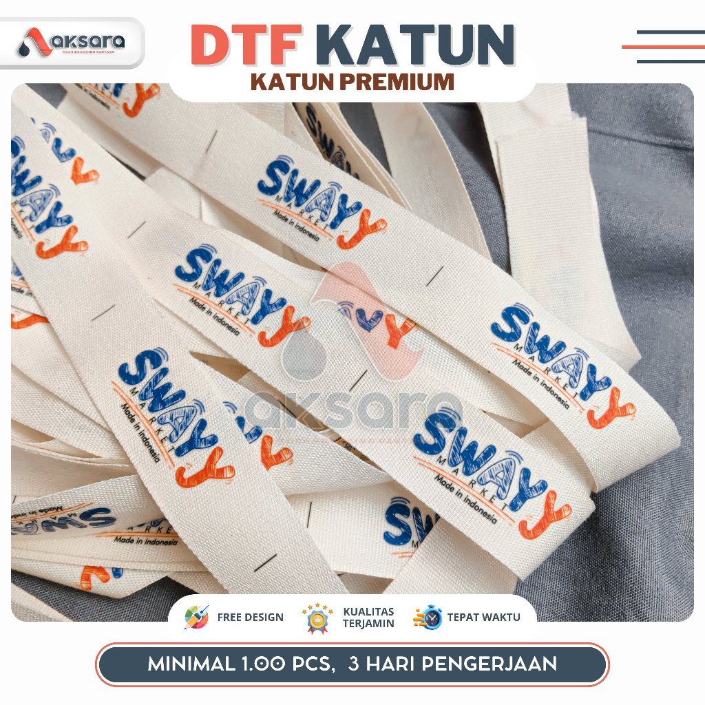 

(200 PCS) DTF / CETAK SATU WARN Label Katin Premium Hijab Dress Gamis Bantal
