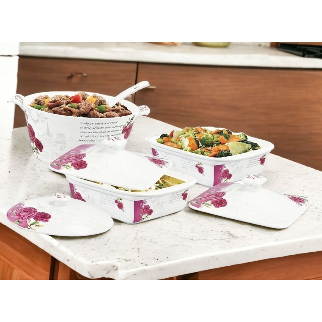 Prasmanan Ivana Sc88 Eternity, set 3 wadah saji VICENZA dengan 2 mangkok saji 1300 ml dan 1 mangkuk 