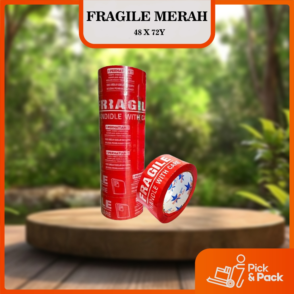 

Lakban Fragile Merah Jangan Dibanting 48mm x 72 Yard ALEO