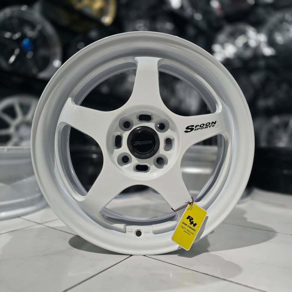 Velg Spoon Brand New Ring 15 Pcd 4x100 Lebar 6.5 Et 44/40 Warna White Kondisi Baru