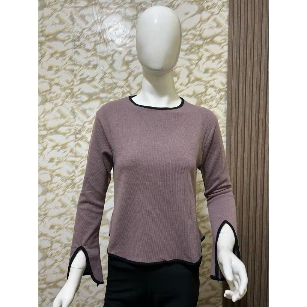 Elena Top | Atasan Knit Wanita Kekinian Model Lengan Belah Terompet | Atasan Wanita Korean Style