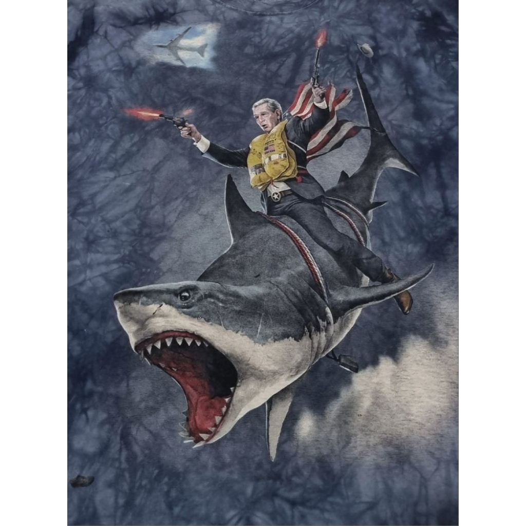 Kaos Art The Mountain George Bush with Shark