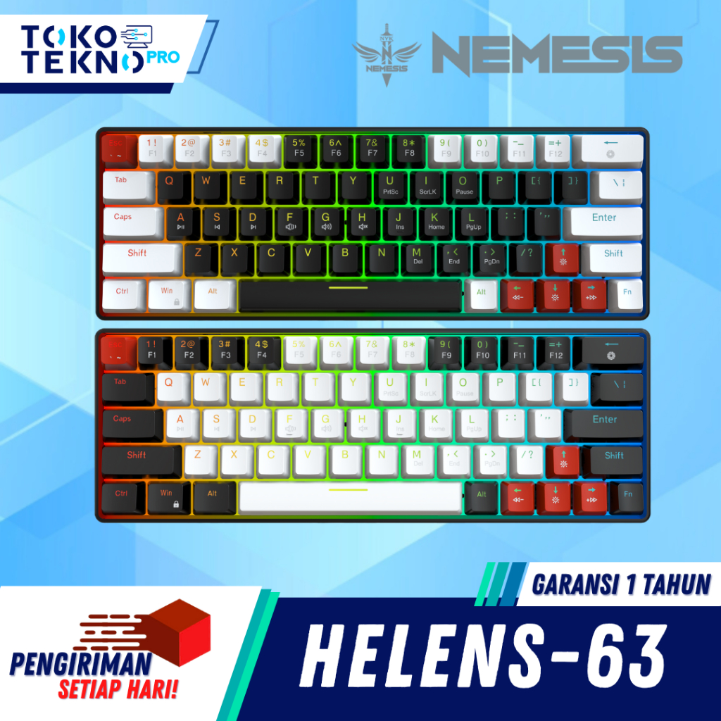 NYK Nemesis Helens / Helens63 / Helens 63 / MKN07 / MKN-07 Wired Mechanical Gaming Keyboard