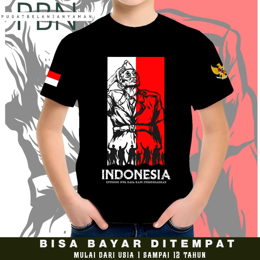 KAOS ANAK HUT RI 17 AGUSTUS 1945  - ATASAN PRIA DAN WANITA -  KAOS DISTRO VETERAN 7 TERBARU -  KAOS 