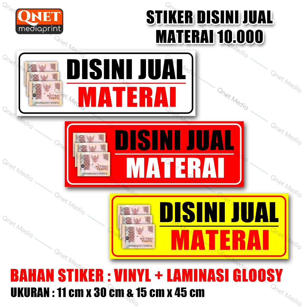 

STIKER DISINI JUAL MATERAI | BAHAN VINYL + LAMINASI GLOSSY