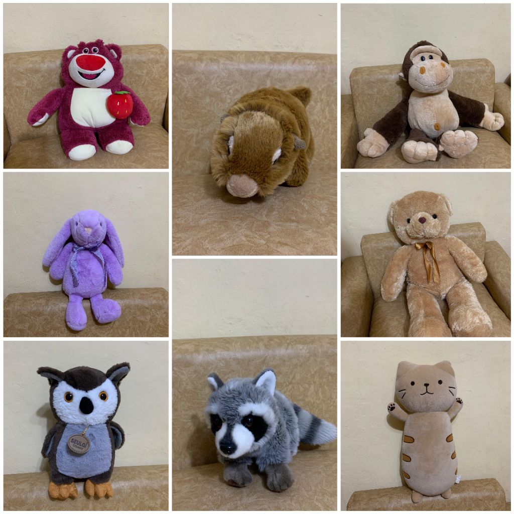 Ready boneka beruang kucing ohsome kkv kelinci ungu burung hantu owl capybara musang monyet