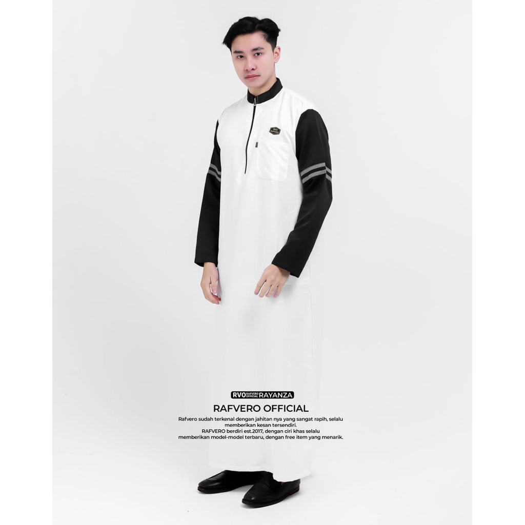 Jubah Gamis Toyobo Pria Rayanza Lengan Panjang - Gamis Pria Modern Kombinasi Resleting - Gamis Pria