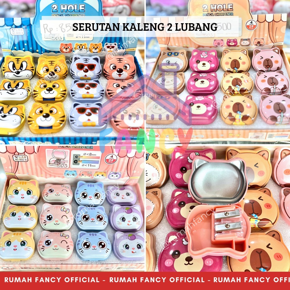 

[1PCS] Serutan KALENG PREMIUM Rautan Pensil 2 LUBANG 6832 TIGER / KUCING / KAPIBARA Unik & Lucu