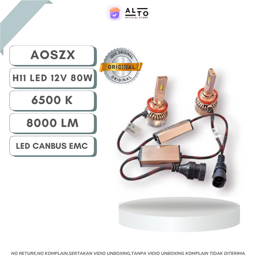 Lampu Bohlam AOSZX LED H11 12V 80W 6500K 8000LM Canbus EMC Single Super White