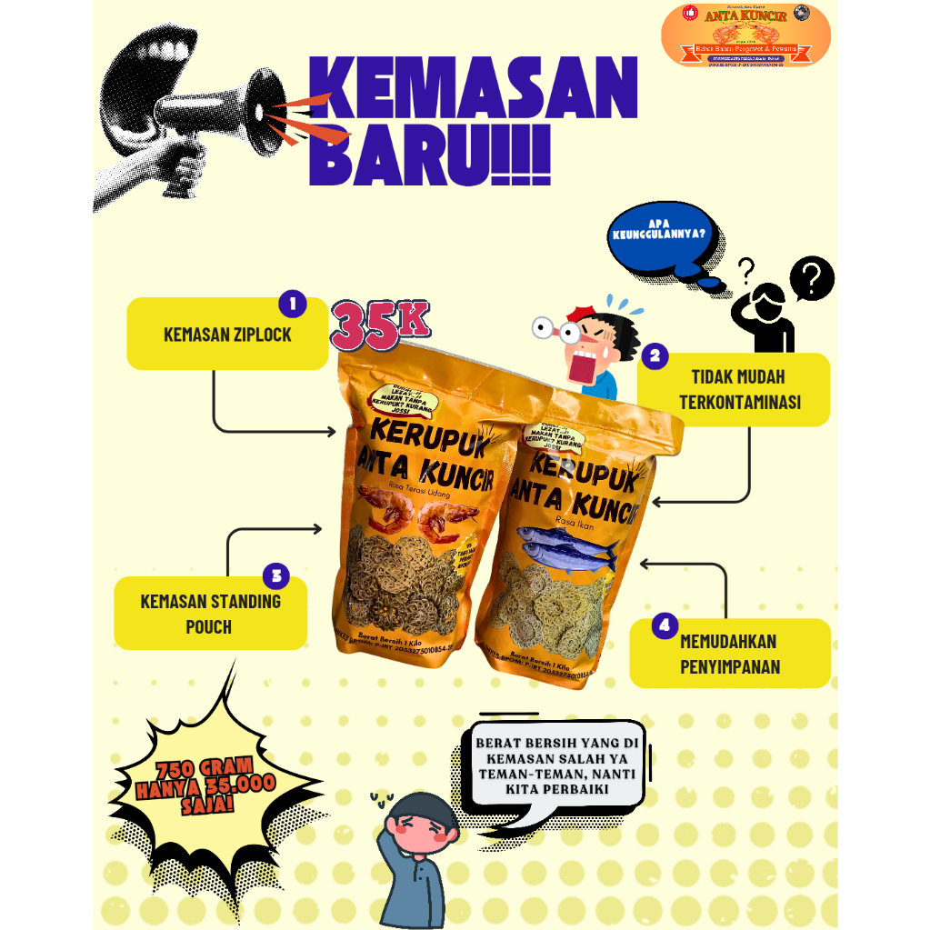 

KERUPUK MENTAH KEMASAN STANDING POUCH ZIPLOCK 750 GRAM
