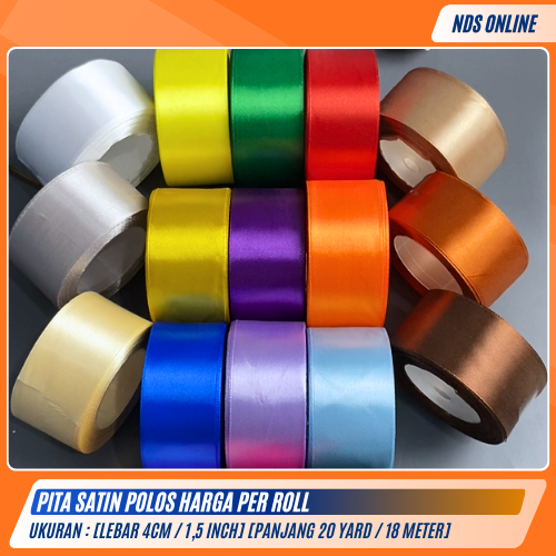

Pita Satin Polos 1,5 inch x 20 Yard | 4cm x 18m | Pita Kado DIY Kerajinan Hias [HARGA PER 1 ROLL]