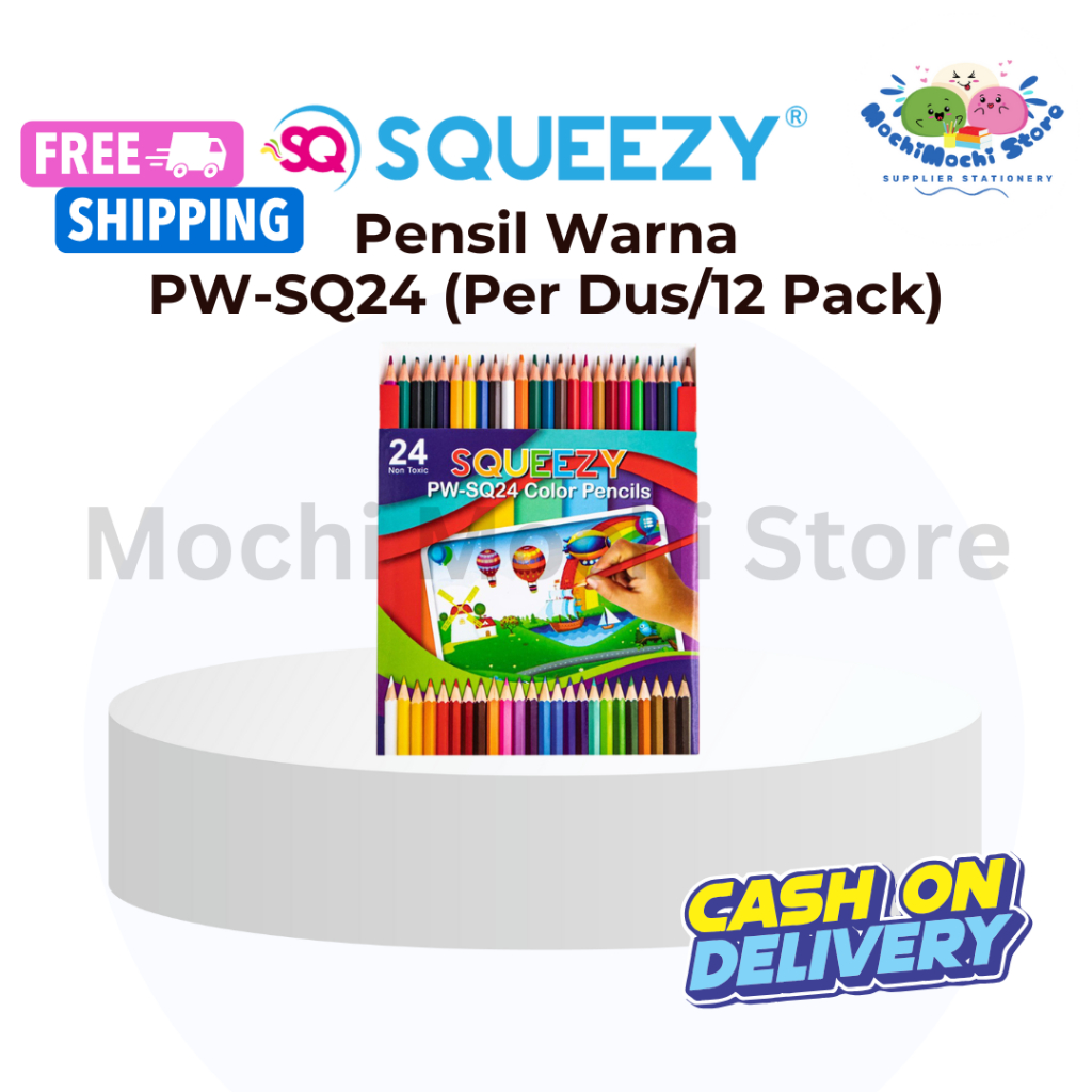 

PER DUS/12 PACK Pensil Warna PW-SQ24 Squeezy | Colour Pencil | Pensil Warna Murah | Coloring Pencil | Pensil warna 24 Warna