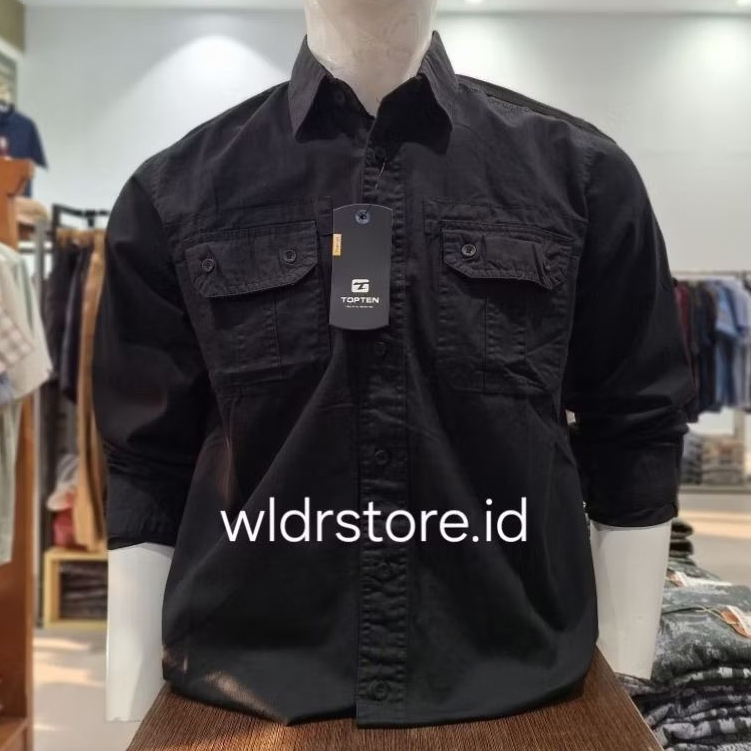 KEMEJA KATUN PRIA CLASSIC BRAND TOP TEN LENGAN PANJANG PS011B