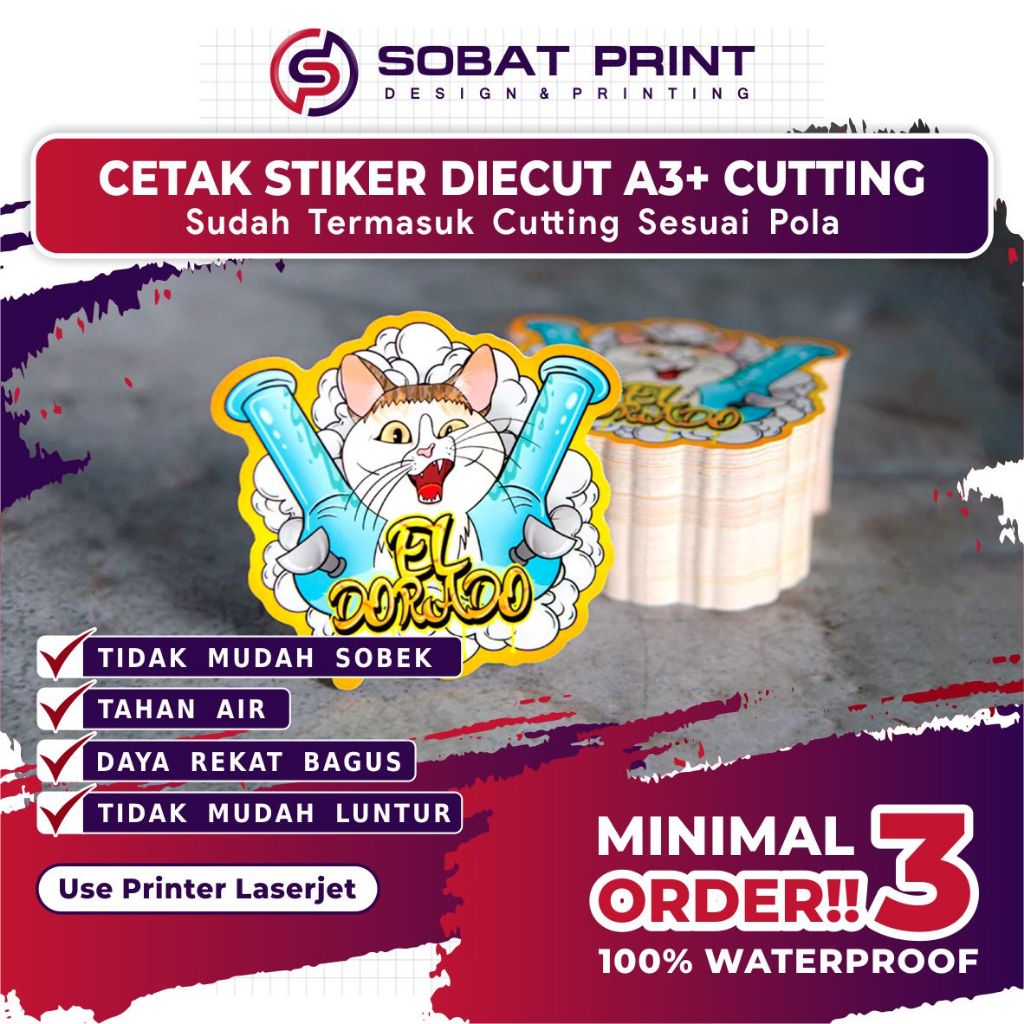 

Cetak Stiker Vinyl / Sticker Glitter, DOFF, Glosy, Kanvas A3+ Cutting Putus Die Cut / Cetak Stiker Sourvenir