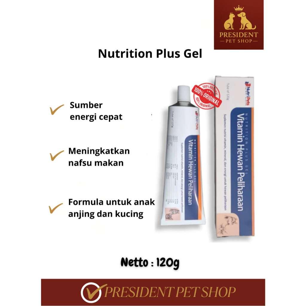 Nutri‑Pets Nutri‑Plus Gel 120g - Vitamin kucing dan anjing Nutri plus gel Nutripets - ORIGINAL