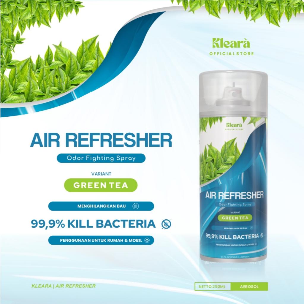 Kleara Air Refresher Green Tea Pengharum Mobil Spray Anti Bau Rokok Bau Kaki Di Ruangan Kantor Rumah