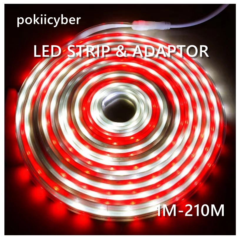 Lampu LED Strip Selang paket merah putih 3528 2835 220V METERAN Outdoor Led Strip Agustus Lampu Hias