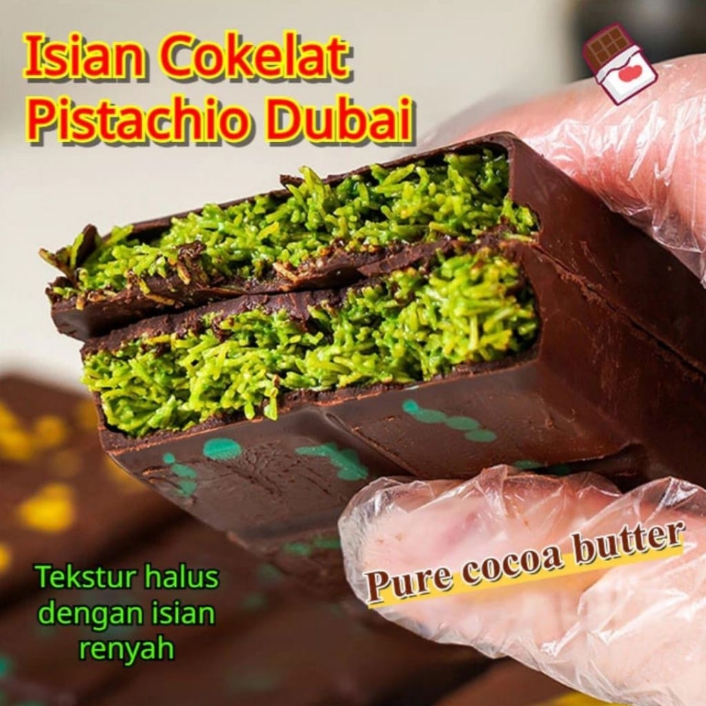 

❤️COD/Kirim Dalam 24 Jam⚡ 260g Pistachio Kunafa Cokla | Coklat Dubai | CHOCOLATE BAR CRISPY PISTACHIO KUNAFE | COKLAT DUBAI | Dubai Handmade Chocolate