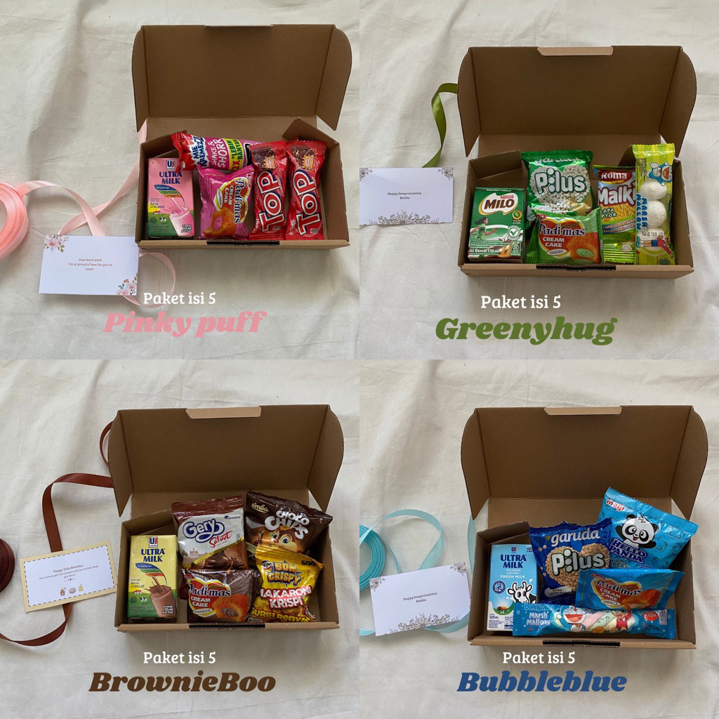 

Hampers Snackbox Giftbox Paket Isi 5 - Berry Mallow