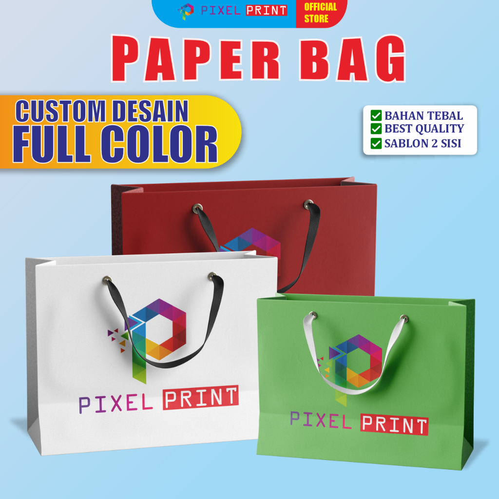 

PIXEL PRINT - Paper Bag custom Desain Full Color / Shopping Bag Custom / Paper bag olshop / Paper Bag pesta / Paper bag ulang tahun