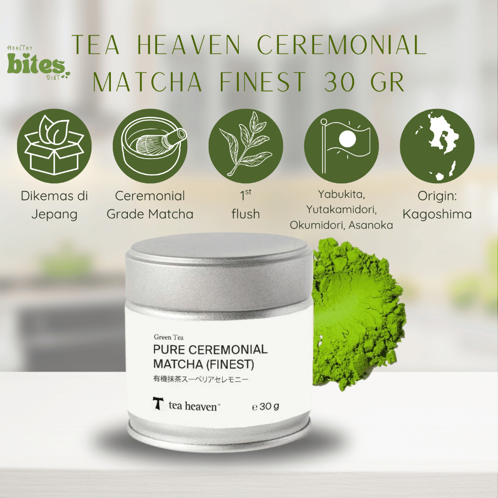 

Tea Heaven Pure Ceremonial Matcha Finest 30gr Pure Japanese Ceremonial Matcha Bubuk Matcha Jepang