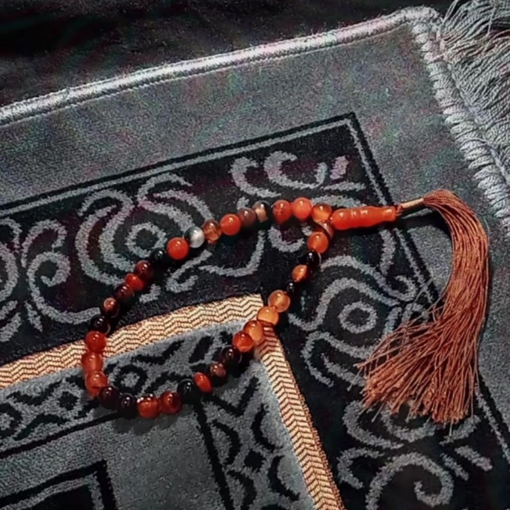 TASBIH BATU AKIK SULAIMAN MADU 33 BUTIR NATURAL