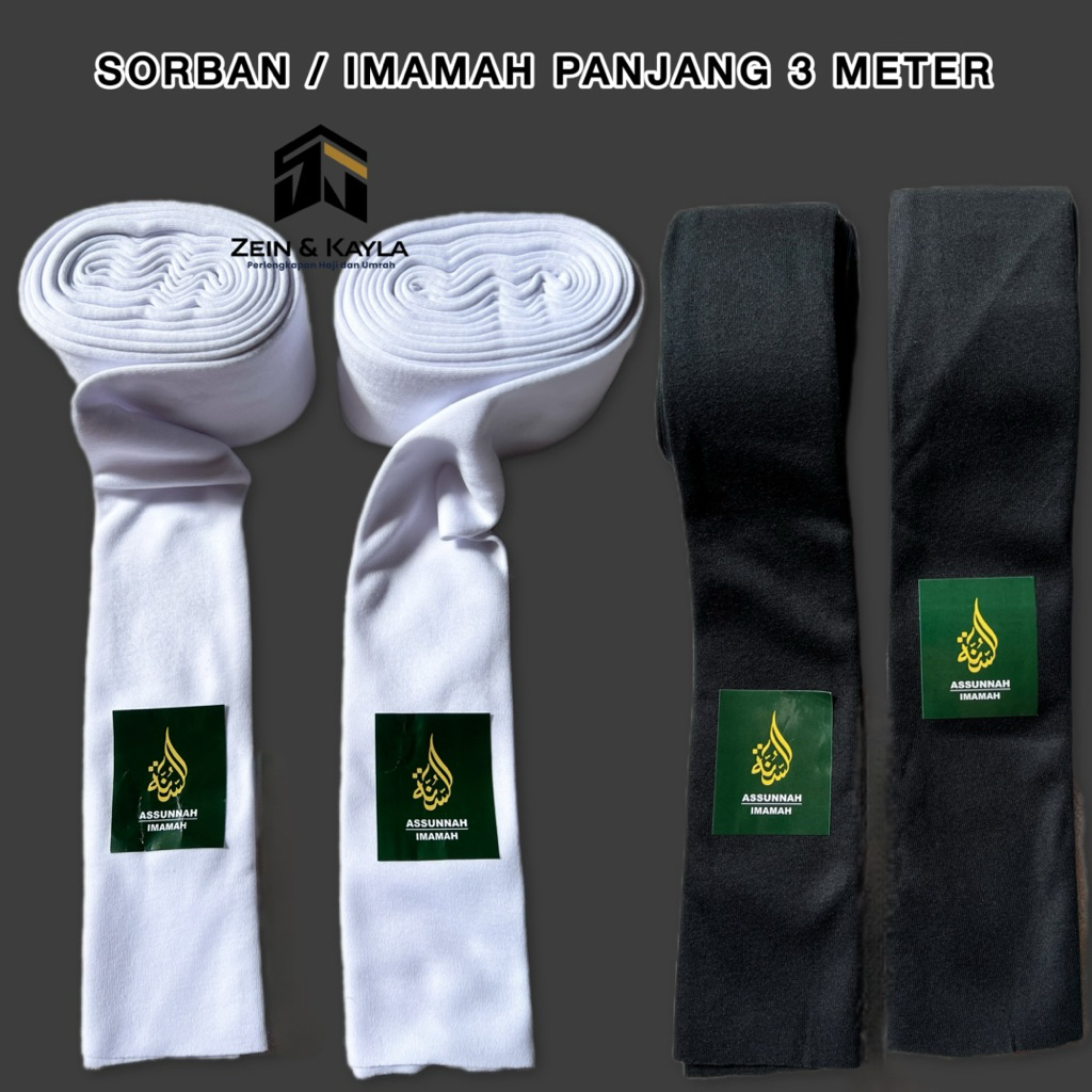 Sorban Imamah Panjang 3 Meter Putih Polos Tanpa Logo ~ Sorban Putih Polos Rida Santri Syal Habib Uma