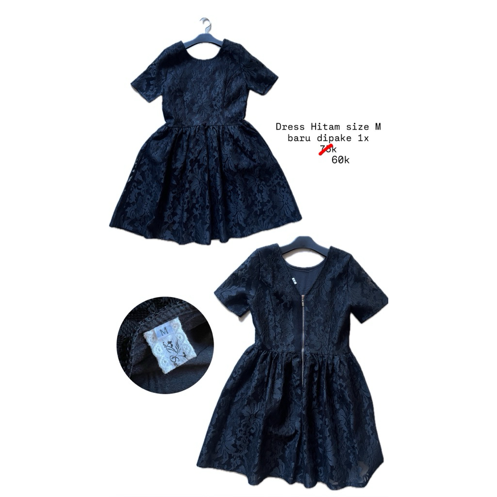 Preloved Dress Hitam Brokat