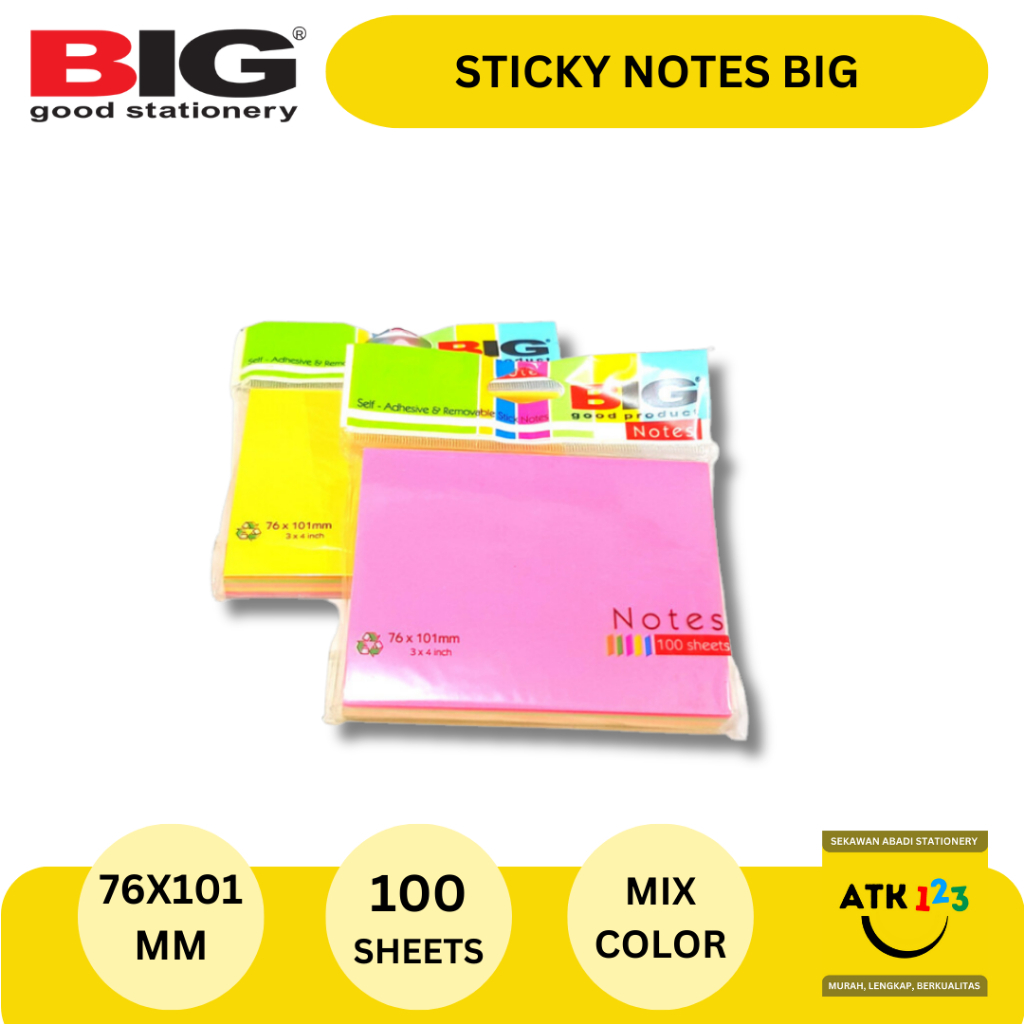 

BIG Post It / Sticky Note / Sign Here Merk BIG Ukuran SN-76x101C Colors