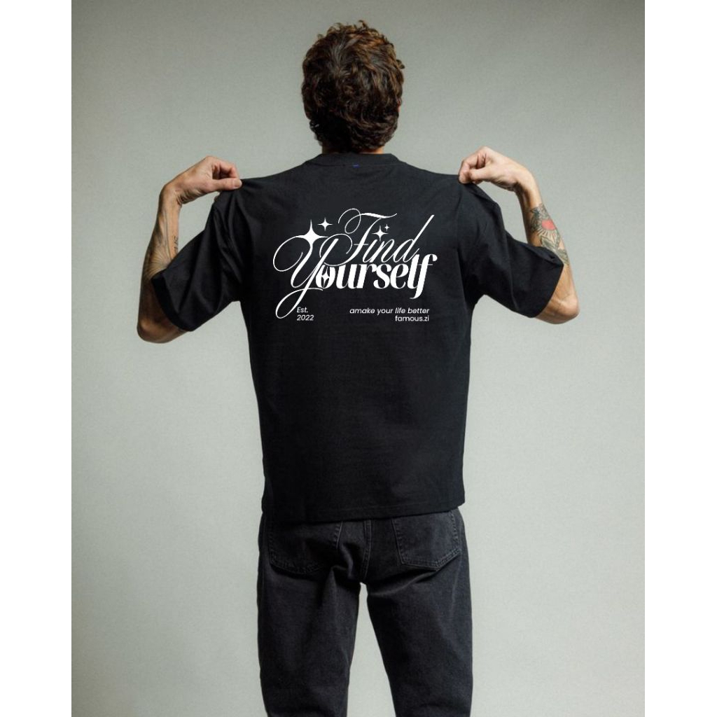 FAMOUS.ZI AMERICAN RETRO STYLE T-SHIRT ORIGINAL TREND FIND YOUR SELF KAOS PRIA WANITA