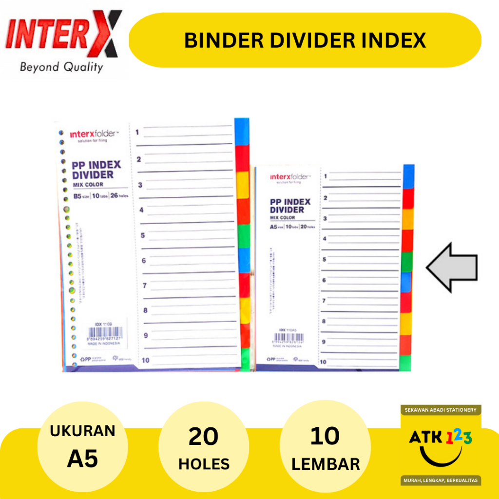 

INTERXFOLDER Binder Divider / Pembatas Binder Uk. A5 InterXFolder 10 Tabs