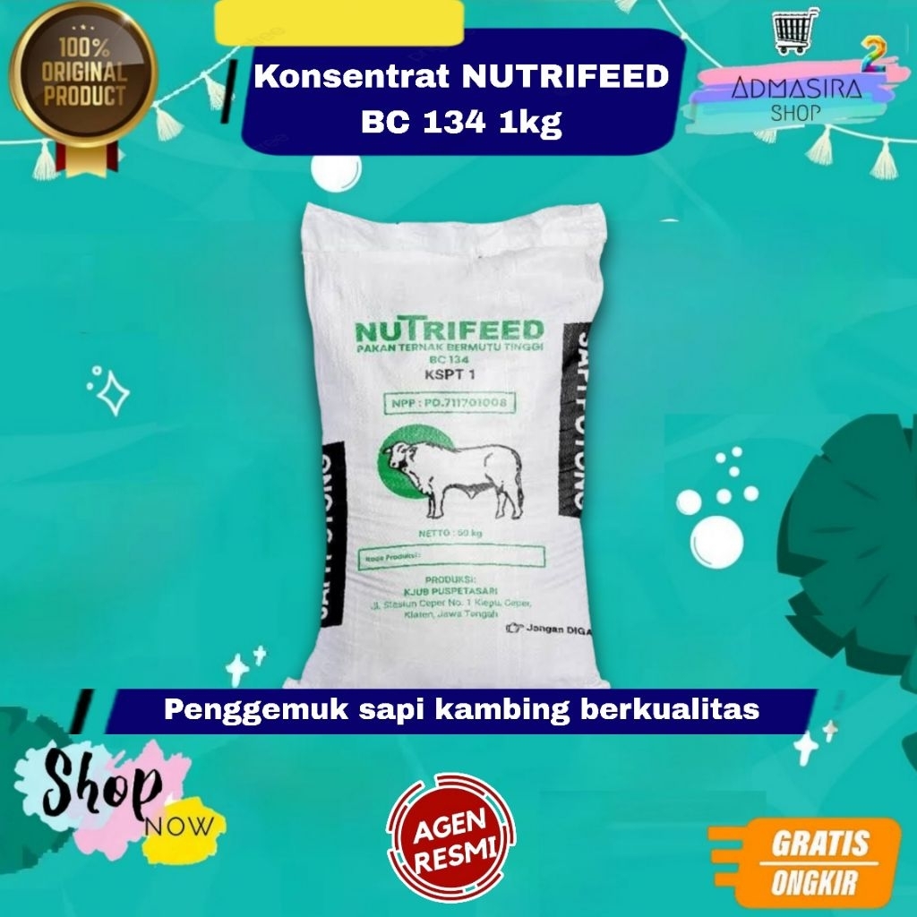 Konsentrat Sapi Kambing NUTRIFEED BC 134 Hitam 1kg Penggemuk Ruminansia Indofeed Berkualitas