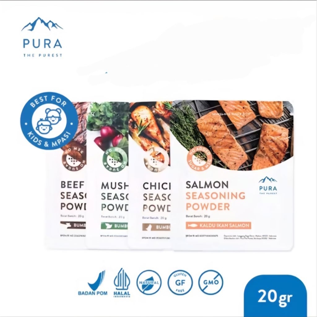 

Pura Kaldu Sachet 20gr - Kaldu Ayam Sapi Salmon Jamur Tanpa Gula Non MSG Mpasi Friendly