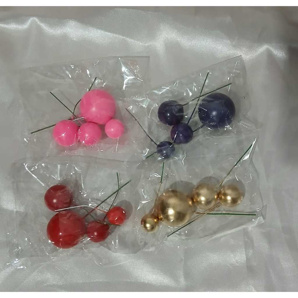 Topper Cake Bola Tusuk Dekorasi Kue Ulang Tahun / Hiasan Kue Minimalis isi 4