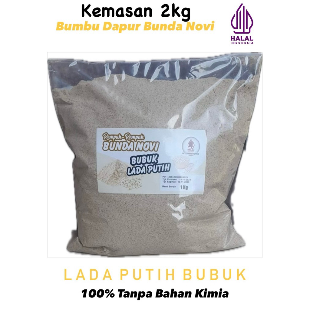 

[ Kemasan 2KG ] Lada Putih Bubuk / Aneka Bumbu Rempah Bubuk / Masak / Spices