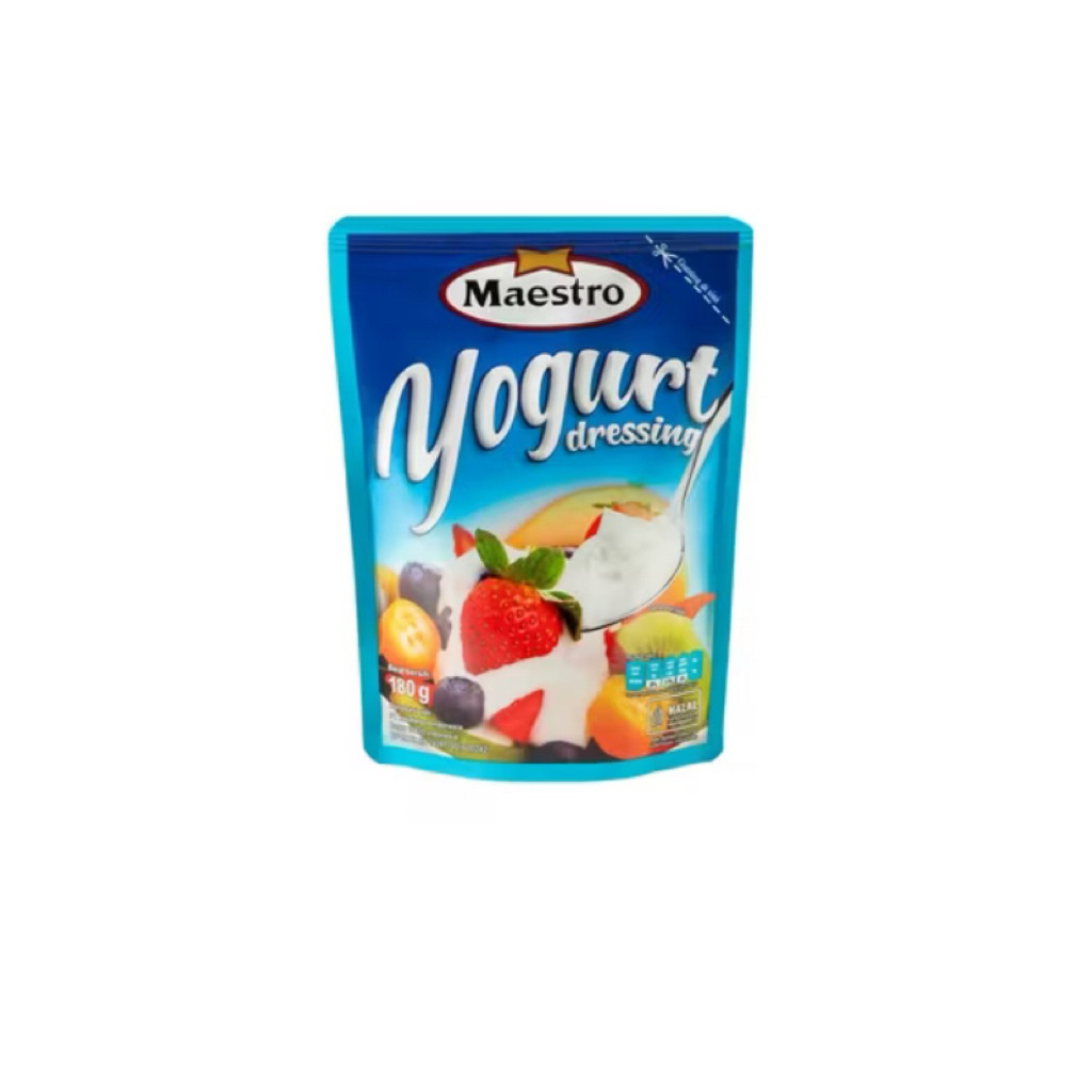 

Maestro Yogurt Dressing Pouch 180g – Saus Yogurt Segar Manis untuk Buah, Salad, dan Camilan